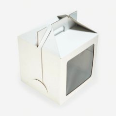 Коробка для торта с окном и ручкой белая 30х30х30 см 3-2-3
