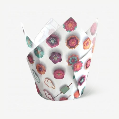 Капсула бумажная тюльпан Белый "Цветы" D50 H80 1 шт 