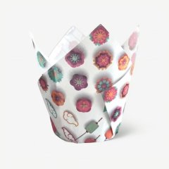 Капсула бумажная тюльпан Белый "Цветы" D50 H80 1 шт 