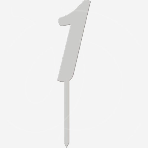 Топпер декоративный акриловый "Цифра 1 на палочке" Серебро 6,5 см ТСК44.1
