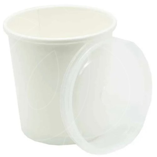 Контейнер Белый с пластиковой крышкой 340 мл ECO SOUP 12W Е