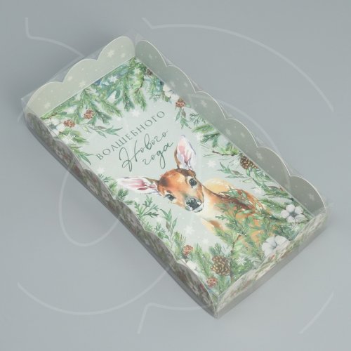 Коробка для сладостей с прозрачной крышкой "С Новым годом" 16,5х12,5х5 см 9675347