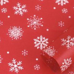 Бумага упаковочная Тишью "Снежинки" Красная 10 шт БТ-26