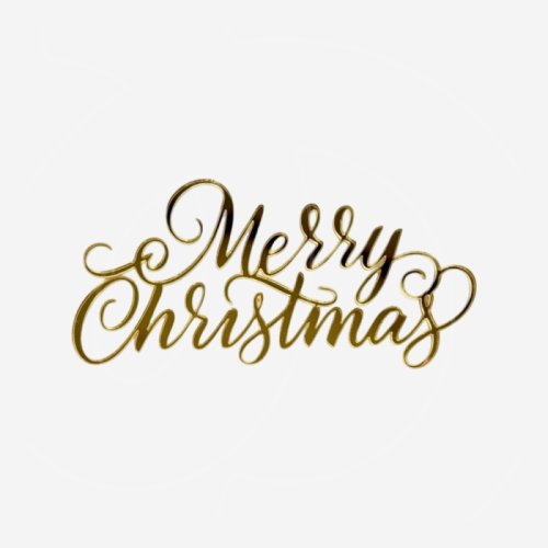 Топпер декоративный акриловый "Merry Christmas" Золото 12х6 см 