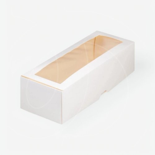 Коробка под рулет с окном белая 33х16х11 см 060670