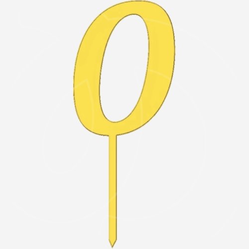 Топпер декоративный акриловый "Цифра 0 на палочке" Золото 6,5 см ТСК43.0	