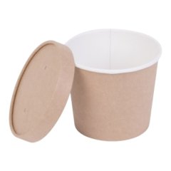 Контейнер Крафт с картонной крышкой 400 мл OSQ Round Bowl 400
