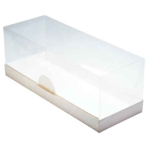 Коробка для рулета с прозрачной крышкой белая 27х10х10 см 