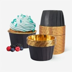 Капсула бумажная с подворотом Золото/Чёрный D50 H40 1 шт 