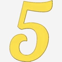 Топпер декоративный акриловый "Цифра 5 боковая" Золото 6,5 см ТСК358.5