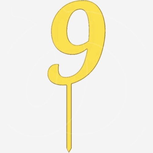 Топпер декоративный акриловый "Цифра 9 на палочке" Золото 6,5 см ТСК43.9