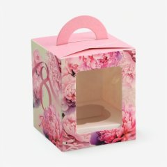 Коробка на 1 капкейк с окном "8 Марта" 9,2х9,2х11,1 см 10716696