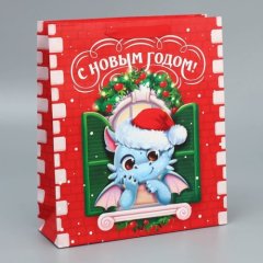 Пакет бумажный "Новогодние чудеса" 26х30х9 см 