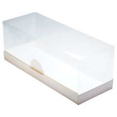 Коробка для рулета с прозрачной крышкой белая 27х10х10 см 