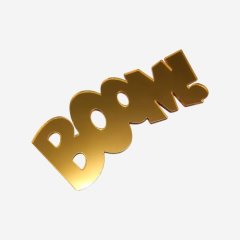 Топпер декоративный акриловый "ВООМ!" Золото 10х5 см 