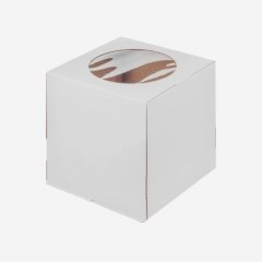 Коробка для торта с окном белая 26х26х28 см 019120