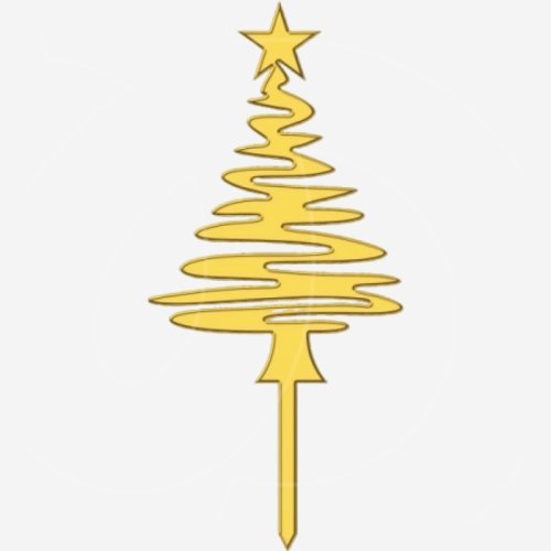 Топпер декоративный акриловый "Ёлка" Золото 9х20 см ТСК398