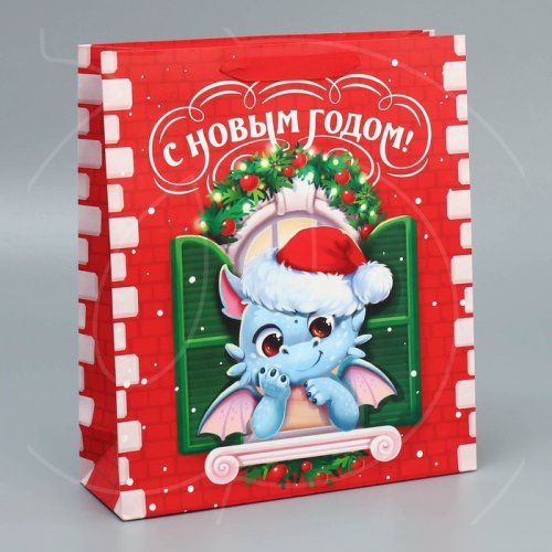 Пакет бумажный "Новогодние чудеса" 26х30х9 см 