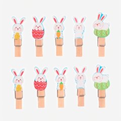 Прищепка для открытки "Пасхальные зайчики" 10 шт 9914578