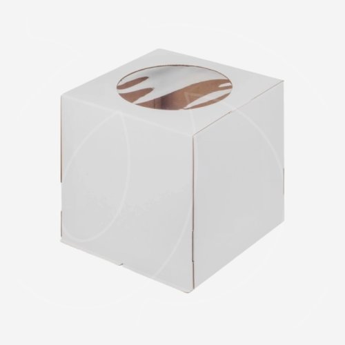 Коробка для торта с окном белая 26х26х28 см 019120