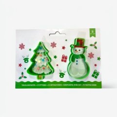 Набор пластиковых вырубок и форма "Ёлка и снеговик" 