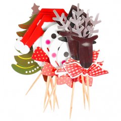 Набор топперов декоративных бумажных "Новогоднее ассорти" 12 шт 3526981