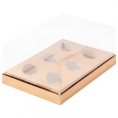 Коробка для 6 половинок шоколадного яйца золото 23,5х16х10 см 026121