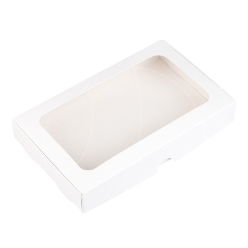 Коробка для дубайского шоколада с окном белая 16х8х2,7 см КУ-852	