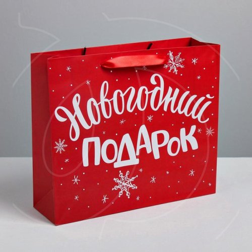 Пакет бумажный "Новогодний подарок" 23х27х11,5 см 