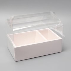 Коробка для сладостей с прозрачной крышкой белая 26,5х17х22,5 см 10335021